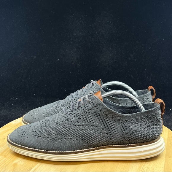 Cole Haan Original Grand Grey Wingtip Oxford Shoes Knit C27961 Mens Size 9 - Picture 7 of 10